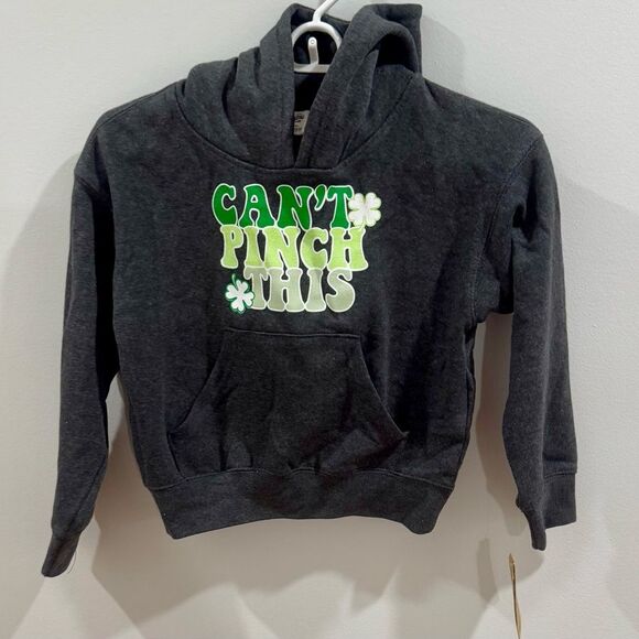 Kids “Can’t Pinch This” green and gray shamrock hoodie size small NWT - Picture 1 of 5